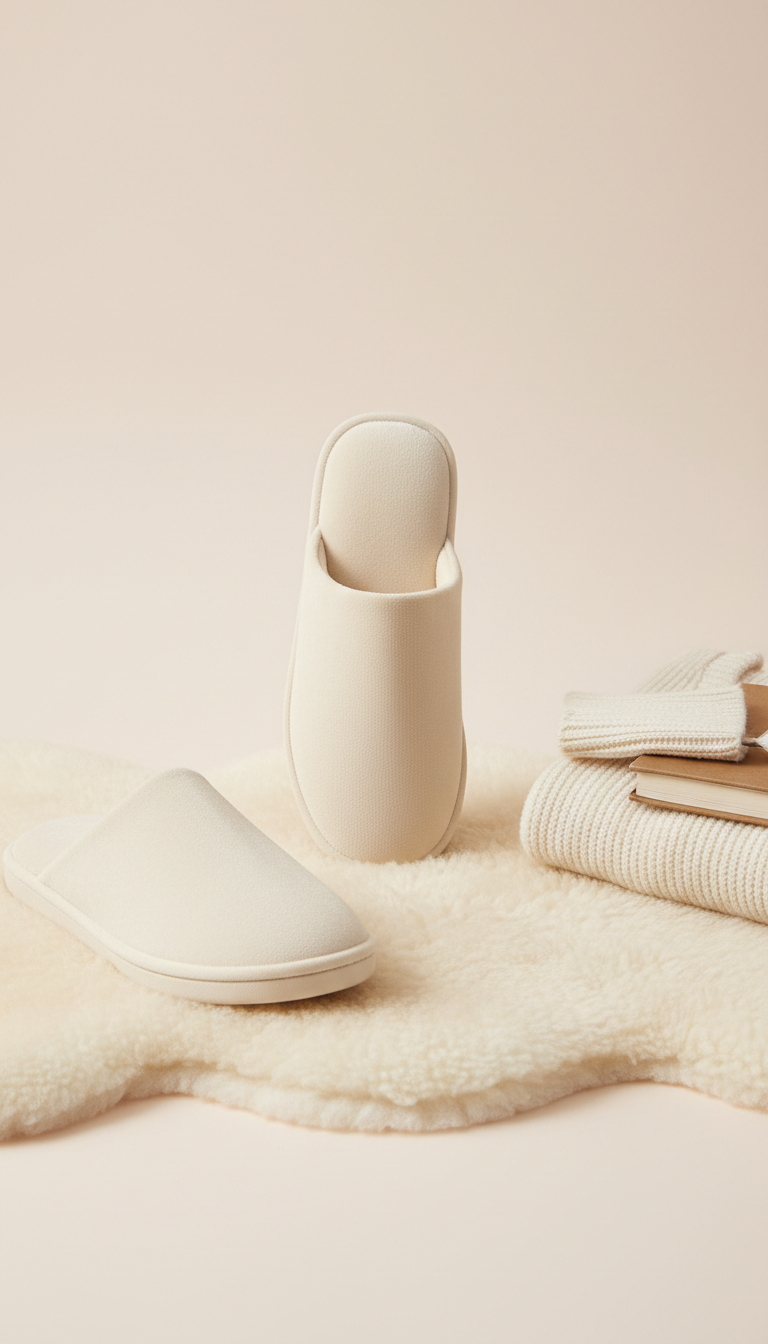 Cream Velour Slip-On Slipper