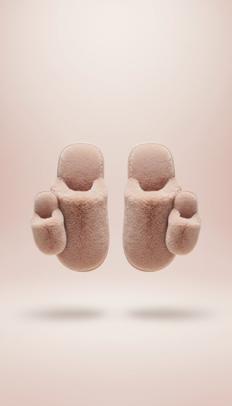 Men’s blush faux fur slippers