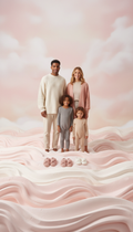 Family set in blush cloud and whipped cream