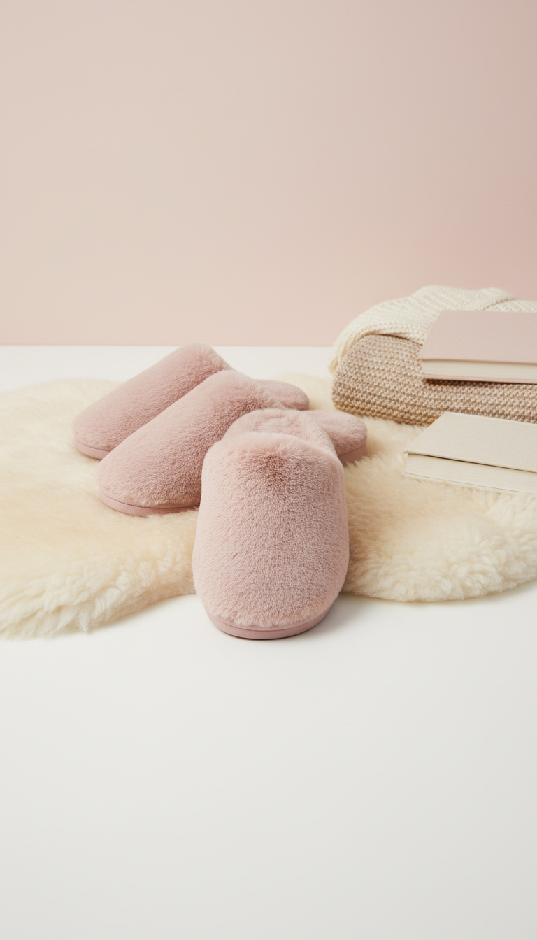 Blush Pink Faux Fur Slipper