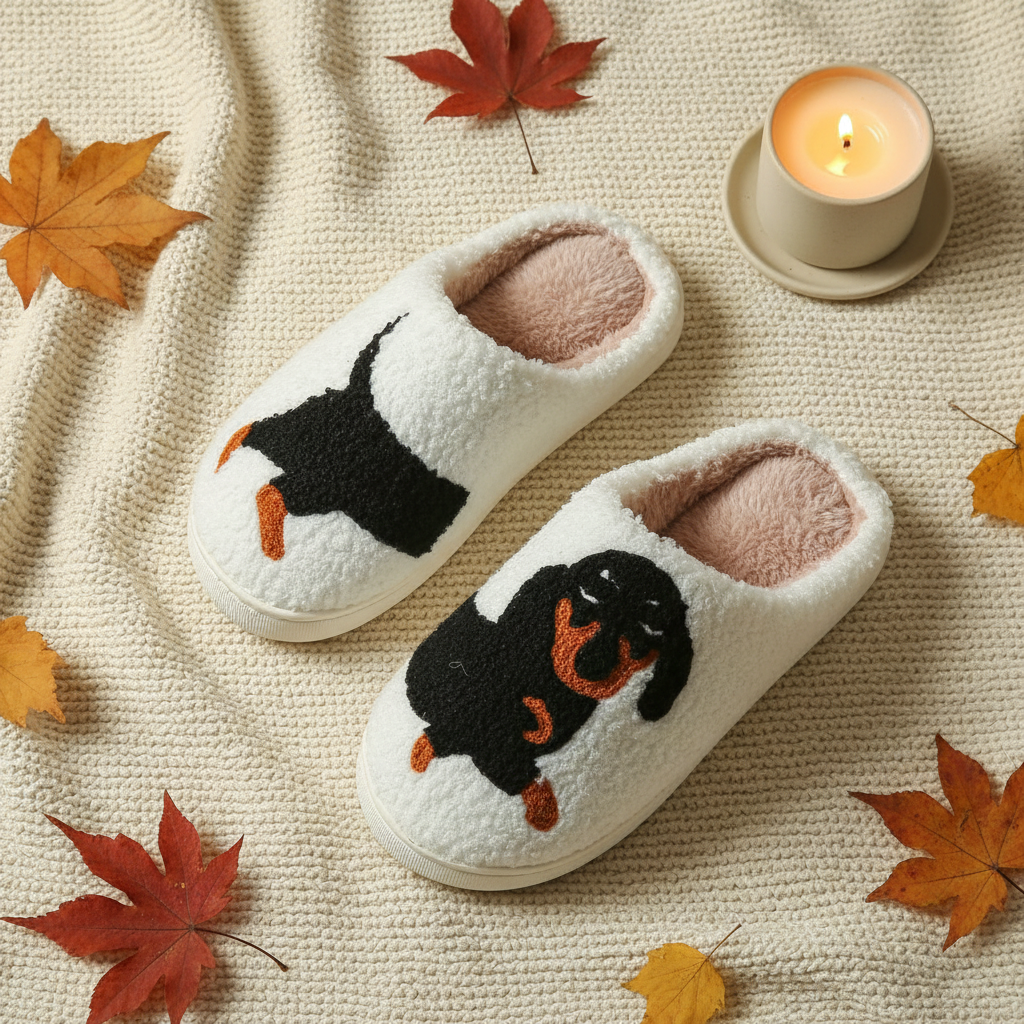 Chaussons Teckel Cozy – Peluche Douce & Chaude